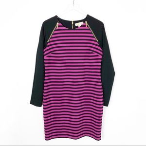 Michael Kors Pink and Black Striped Dress Sz 10